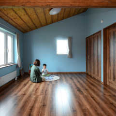 無垢材の床や造作家具で統一感のある上質な木の家