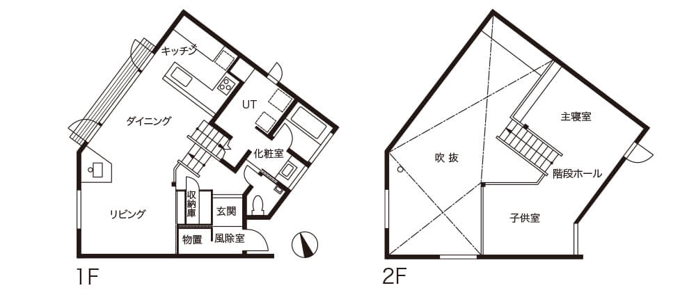 変形＋斜面のある敷地のスキップフロア