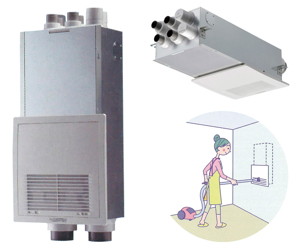 図7 壁付けと天井設置両方可能な小型熱交換換気装置（パナソニック（株））