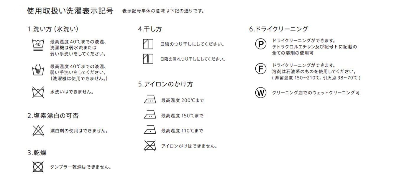 カーテンの洗濯表示記号（写真提供／（株）フジエテキスタイル）