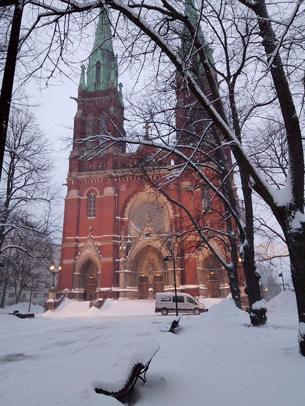 1891年に建てられた聖ヨハネ教会。雪景色に良く映える