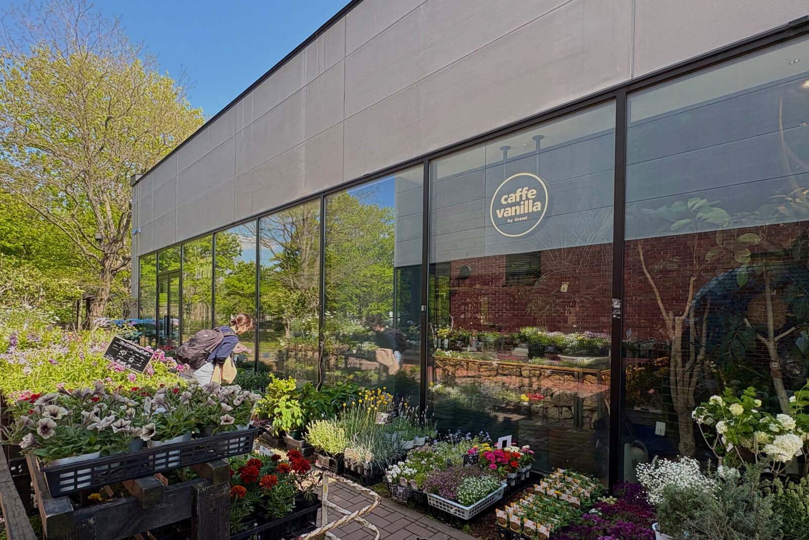 江別蔦屋書店の一角にある「Flower Space Gravel 江別店」。外には庭に植えたくなる多種多様な植物が並んでいる