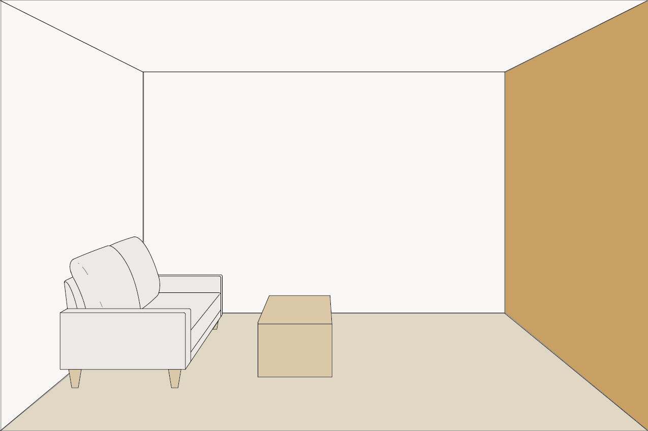 アクセントウォールを採用する際は、リビングの広さによって、色や素材のバランスを慎重に検討する必要がある