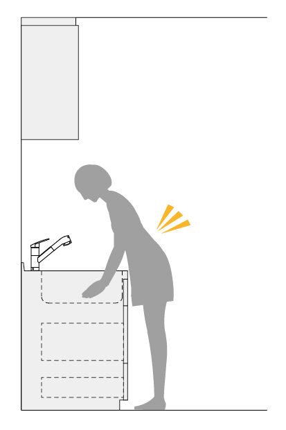 食器は食洗機任せでも、野菜を洗ったり、魚をさばいたりと、シンクでの作業は一定数ある。ちなみにシンクは、メーカーやシリーズによって形状や深さが異なるので、作業がしにくくないかは重要なチェックポイント
