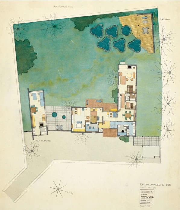 フィン・ユール邸の当初の図面。フィン・ユールは、とにかく図面がきれい